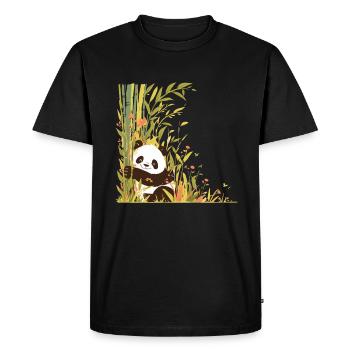 Panda Ours Bambou Panda Japonais - T-shirt Premium bio Homme - noir - Devant - Nico (187cm)