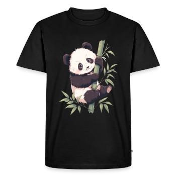 Panda Ours Grimpant Panda Japonais - T-shirt Premium bio Homme - noir - Devant - Nico (187cm)
