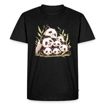 Famille d’ours panda Panda japonais - T-shirt Premium bio Homme - noir - Devant - Nico (187cm)