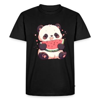 Panda Ours Pastèque Panda Géant Japonais - T-shirt Premium bio Homme - noir - Devant - Nico (187cm)