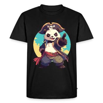 Panda Bear Pirate Panda géant japonais - T-shirt Premium bio Homme - noir - Devant - Nico (187cm)