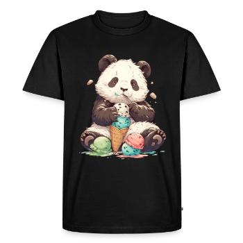 Panda Bear Ice Cream Panda géant japonais - T-shirt Premium bio Homme - noir - Devant - Nico (187cm)