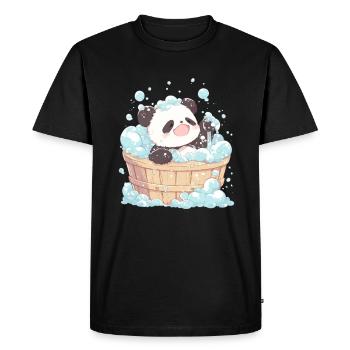 Panda Bear Bubble Bath Japanese Giant Panda - Men's Premium Organic T-Shirt - black - Front - Nico (187cm)