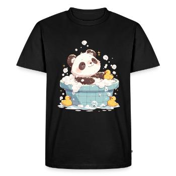 Panda Bear Bubble Bath Japanese Giant Panda - Men's Premium Organic T-Shirt - black - Front - Nico (187cm)