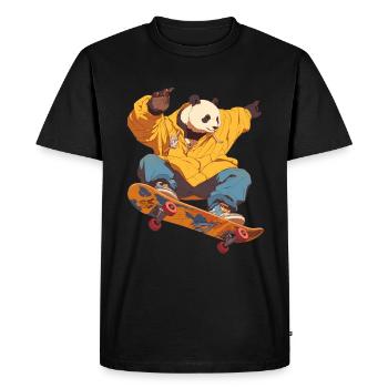 Panda Bear Skater Panda géant japonais - T-shirt Premium bio Homme - noir - Devant - Nico (187cm)