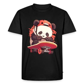 Panda Bear Skater Panda géant japonais - T-shirt Premium bio Homme - noir - Devant - Nico (187cm)