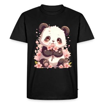 Panda Ours Panda géant japonais - T-shirt Premium bio Homme - noir - Devant - Nico (187cm)
