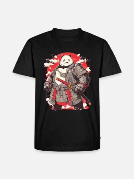 Pandabär Samurai Japanischer Riesenpanda - Männer Premium Bio T-Shirt - Schwarz