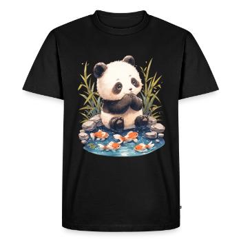 Panda Bear, Koi Fish, Panda géant japonais - T-shirt Premium bio Homme - noir - Devant - Nico (187cm)