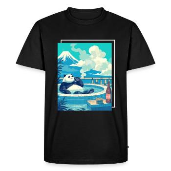 Panda Ours Onsen Panda géant japonais - T-shirt Premium bio Homme - noir - Devant - Nico (187cm)