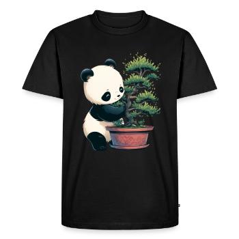 Panda Bear Bonsai Japanese Giant Panda - Men's Premium Organic T-Shirt - black - Front - Nico (187cm)