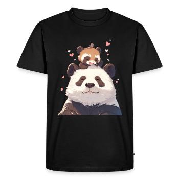 Panda Bear Tanuki Panda géant japonais - T-shirt Premium bio Homme - noir - Devant - Nico (187cm)