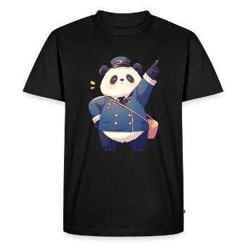 Panda Ours Japonais Shinkansen Panda Géant - T-shirt Premium bio Homme - noir - Devant - Nico (187cm)
