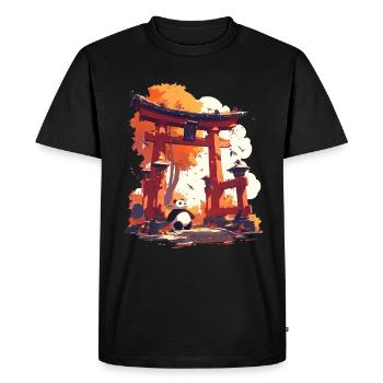 Panda Ours Japonais Torii Gate Panda Géant - T-shirt Premium bio Homme - noir - Devant - Nico (187cm)