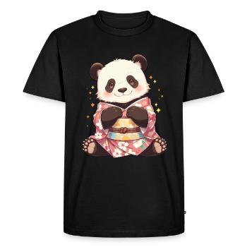 Panda Ours Kimono Japonais Panda Géant - T-shirt Premium bio Homme - noir - Devant - Nico (187cm)