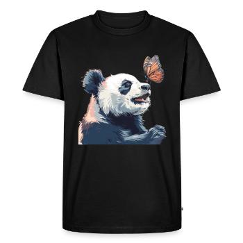 Panda Ours Papillon Panda géant japonais - T-shirt Premium bio Homme - noir - Devant - Nico (187cm)