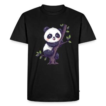 Panda Ours Escalade Panda Géant Japonais - T-shirt Premium bio Homme - noir - Devant - Nico (187cm)