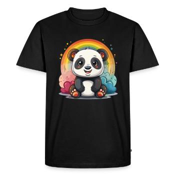Panda Ours, Arc-en-ciel, Panda géant japonais - T-shirt Premium bio Homme - noir - Devant - Nico (187cm)