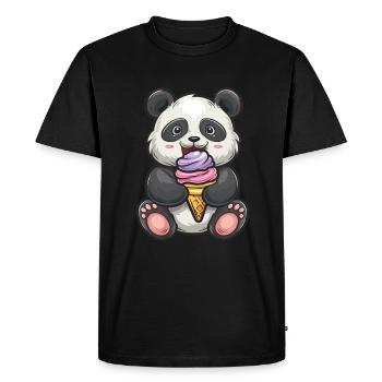 Panda Bear Ice Cream Panda géant japonais - T-shirt Premium bio Homme - noir - Devant - Nico (187cm)