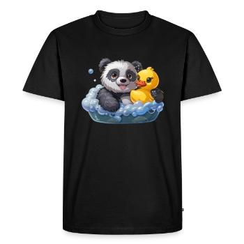 Panda Bear Bubble Bath Japanese Giant Panda - Men's Premium Organic T-Shirt - black - Front - Nico (187cm)