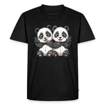 Panda Ours Paix Panda géant japonais - T-shirt Premium bio Homme - noir - Devant - Nico (187cm)