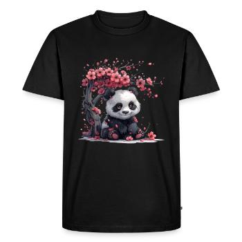 Panda Bear Sakura Tree Japanese Giant Panda - Men's Premium Organic T-Shirt - black - Front - Nico (187cm)