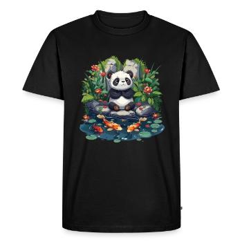 Panda Bear, Koi Fish, Panda géant japonais - T-shirt Premium bio Homme - noir - Devant - Nico (187cm)