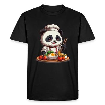 Panda Bear Ramen Panda Géant Japonais - T-shirt Premium bio Homme - noir - Devant - Nico (187cm)