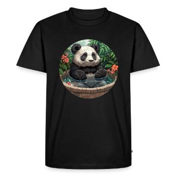 Panda Ours Onsen japonais Panda géant - T-shirt Premium bio Homme - noir - Devant - Nico (187cm)