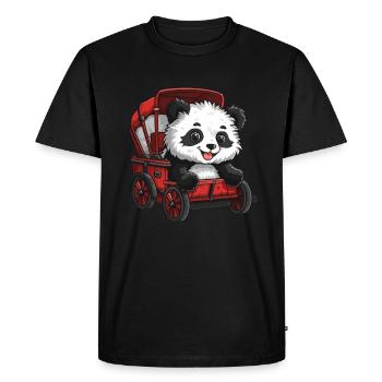 Panda Bear Rickshaw Panda géant japonais - T-shirt Premium bio Homme - noir - Devant - Nico (187cm)