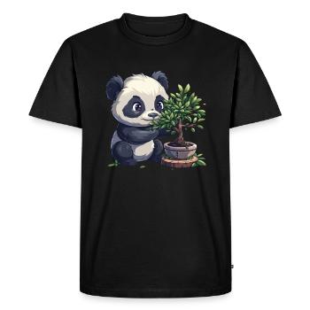 Panda Bear Bonsai Japanese Giant Panda - Men's Premium Organic T-Shirt - black - Front - Nico (187cm)