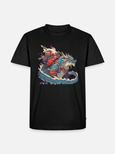 Drache Weihnachten Drache Kinder - Männer Premium Bio T-Shirt - Schwarz