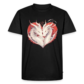 Deux dragons amoureux le jour de la Saint-Valentin - T-shirt Premium bio Homme - noir - Devant - Nico (187cm)