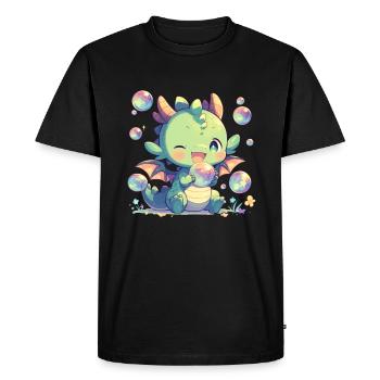 Dragon Bubbles Kawaii Dragon Enfants - T-shirt Premium bio Homme - noir - Devant - Nico (187cm)