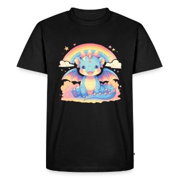 Dragon Rainbow Kawaii Dragon Kids - Men's Premium Organic T-Shirt - black - Front - Nico (187cm)