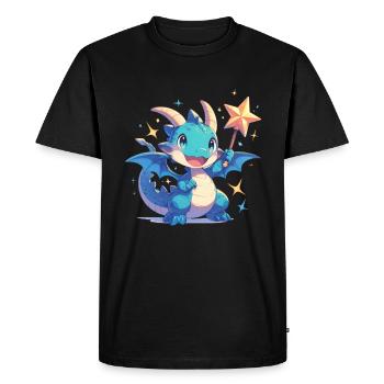Dragon Fée Kawaii Dragon Enfants - T-shirt Premium bio Homme - noir - Devant - Nico (187cm)