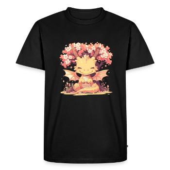 Dragon Sakura Arbre Japonais Kawaii Dragon - T-shirt Premium bio Homme - noir - Devant - Nico (187cm)