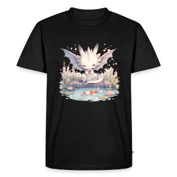 Dragon Koi Poisson Japonais Kawaii Dragon - T-shirt Premium bio Homme - noir - Devant - Nico (187cm)