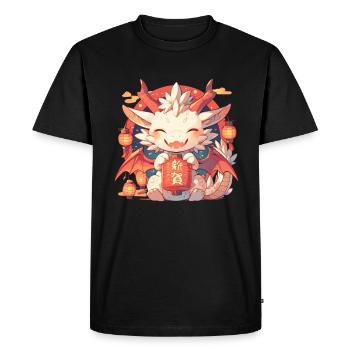 Festival des Lanternes du Dragon Kawaii Japonais - T-shirt Premium bio Homme - noir - Devant - Nico (187cm)
