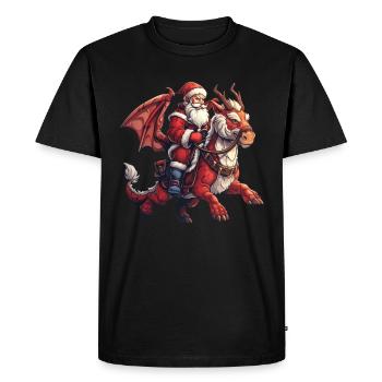 Le Père Noël chevauche un dragon Noël - T-shirt Premium bio Homme - noir - Devant - Nico (187cm)