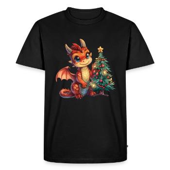 Dragon Noël Kawaii Enfants - T-shirt Premium bio Homme - noir - Devant - Nico (187cm)