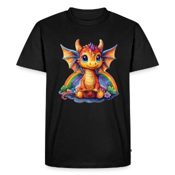 Dragon Saint-Patrick arc-en-ciel enfants - T-shirt Premium bio Homme - noir - Devant - Nico (187cm)
