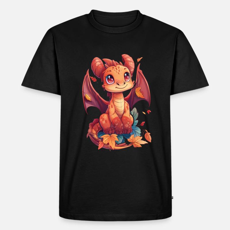 Drache Thanksgiving Herbst Kinder - Männer Premium Bio T-Shirt - Schwarz