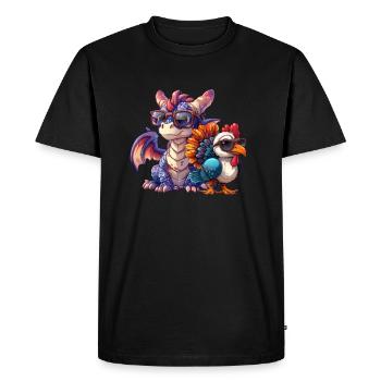 Dragon Thanksgiving Dabbing Turkey - Men's Premium Organic T-Shirt - black - Front - Nico (187cm)