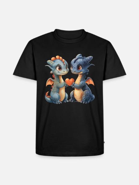 Dragon Love Saint-Valentin Mignon - T-shirt Premium bio Homme - noir