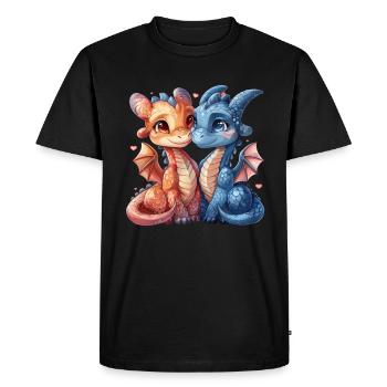 In Love Dragons Saint-Valentin Mignon - T-shirt Premium bio Homme - noir - Devant - Nico (187cm)
