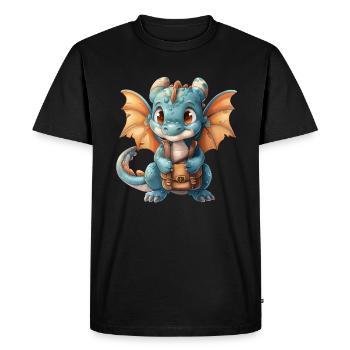 Dragon Satchel Dragon Kids Cute - Men's Premium Organic T-Shirt - black - Front - Nico (187cm)