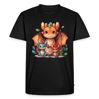 Famille Dragon Kawaii Dragon - T-shirt Premium bio Homme - noir - Devant - Nico (187cm)