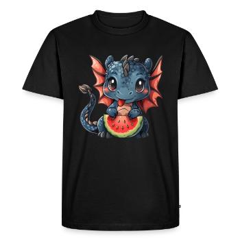Dragon Pastèque Kawaii Dragon Enfants - T-shirt Premium bio Homme - noir - Devant - Nico (187cm)