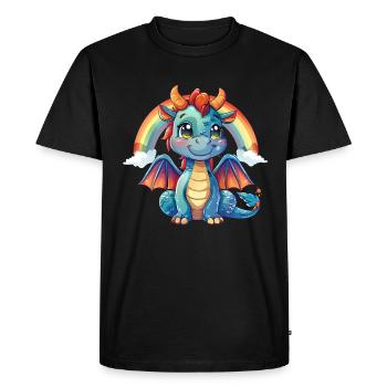 Dragon Rainbow Kawaii Dragon Kids - Men's Premium Organic T-Shirt - black - Front - Nico (187cm)